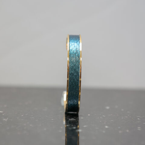 Bracelet Manchette Cuir de truite Aigue Marine  Plaqué Or 24 carats 10 mm