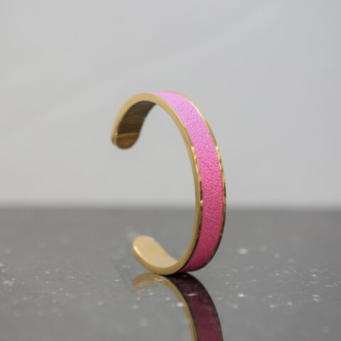 Bracelet manchette Rose 10 mm Plaqué or 24 carats