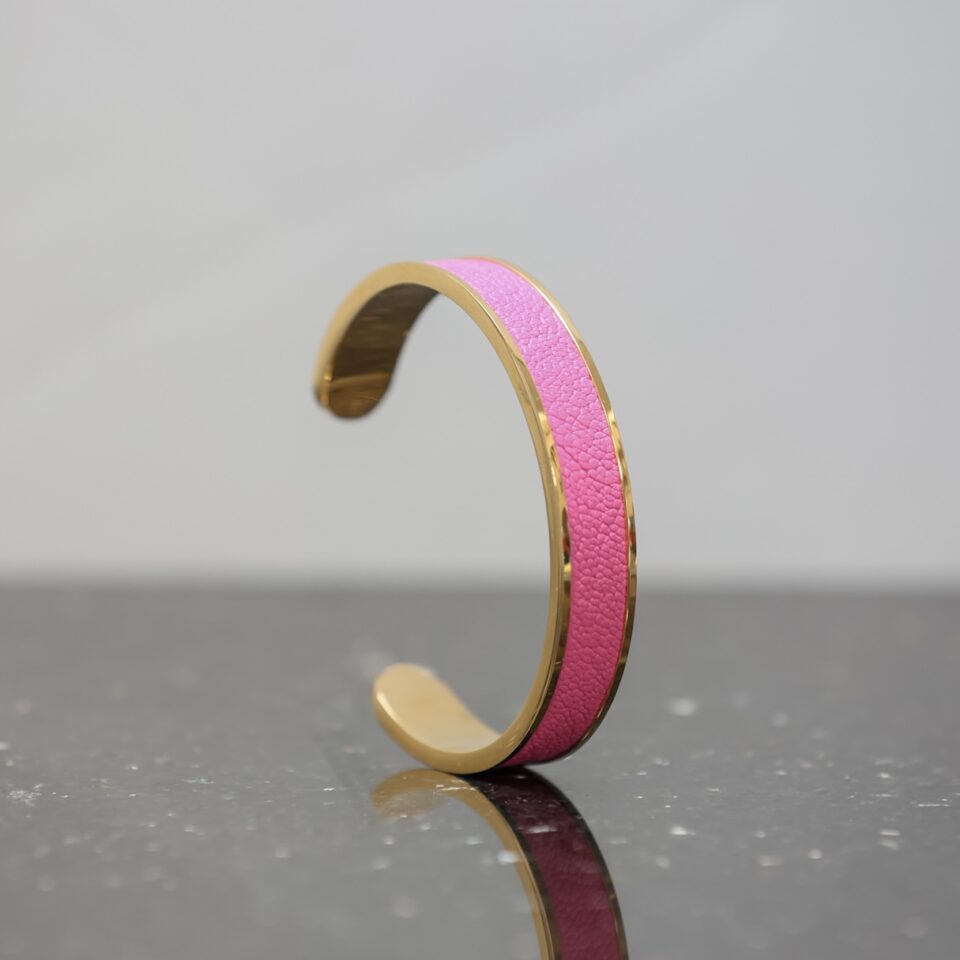 Bracelet manchette Rose 10 mm Plaqué or 24 carats