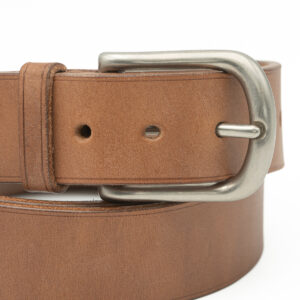 Ceinture artisanale, boucle laiton nickelé mat, 40 mm, cousu main, sur mesure-Vallée-Sellier