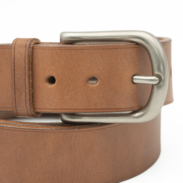 Ceinture artisanale, boucle laiton nickelé mat, 40 mm, cousu main, sur mesure-Vallée-Sellier