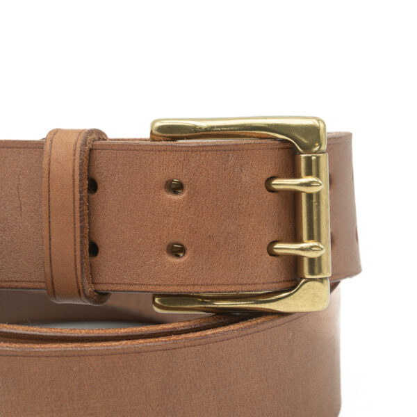 Ceinturon double ardillon en cuir boucle laiton 40 mm, Vallée-Sellier