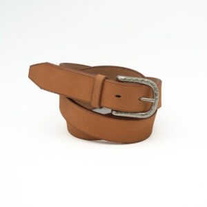 Ceinture artisanale en cuir 30 mm, boucle laiton nickelé-floral-Vallée-Sellier