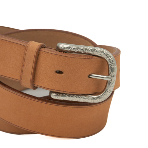 Ceinture artisanale en cuir 30 mm, boucle laiton nickelé-floral-Vallée-Sellier