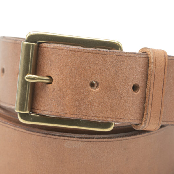 Ceinture artisanale en cuir à tannage végétal, boucle laiton massif, 40 mm, cousu main, sur mesure-Vallée-Sellier