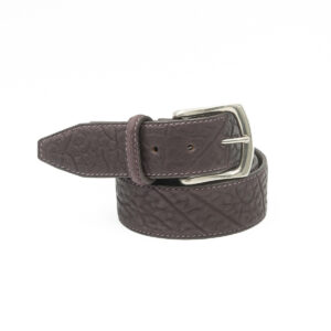 Ceinture artisanale en cuir de Taureau 40 mm, boucle laiton nickelé mat, Vallée-Sellier