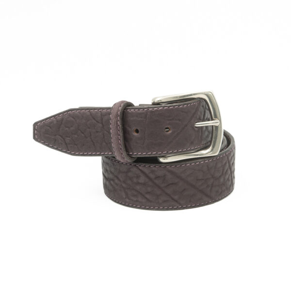 Ceinture artisanale en cuir de Taureau 40 mm, boucle laiton nickelé mat, Vallée-Sellier