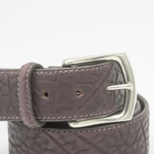 Ceinture artisanale en cuir de Taureau 40 mm, boucle laiton nickelé mat, Vallée-Sellier