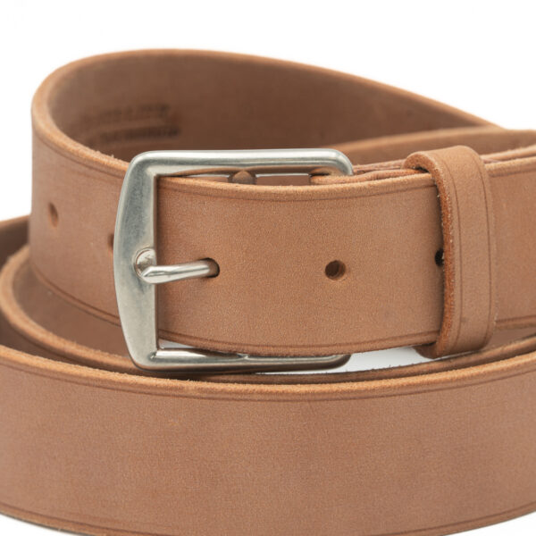 Ceinture étrivière-laiton nickelé mat, 35 mm, cousu main, sur mesure-Vallée-Sellier