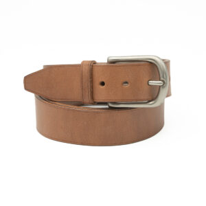 Ceinture artisanale, boucle laiton nickelé mat, 35 mm, cousu main, sur mesure-Vallée-Sellier