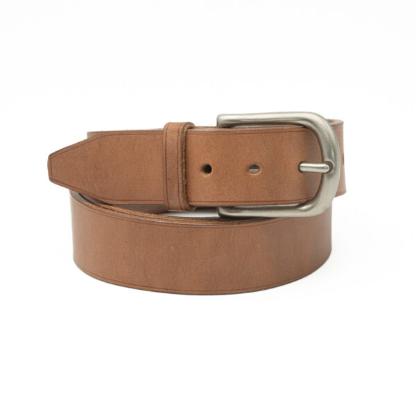 Ceinture artisanale, boucle laiton nickelé mat, 35 mm, cousu main, sur mesure-Vallée-Sellier