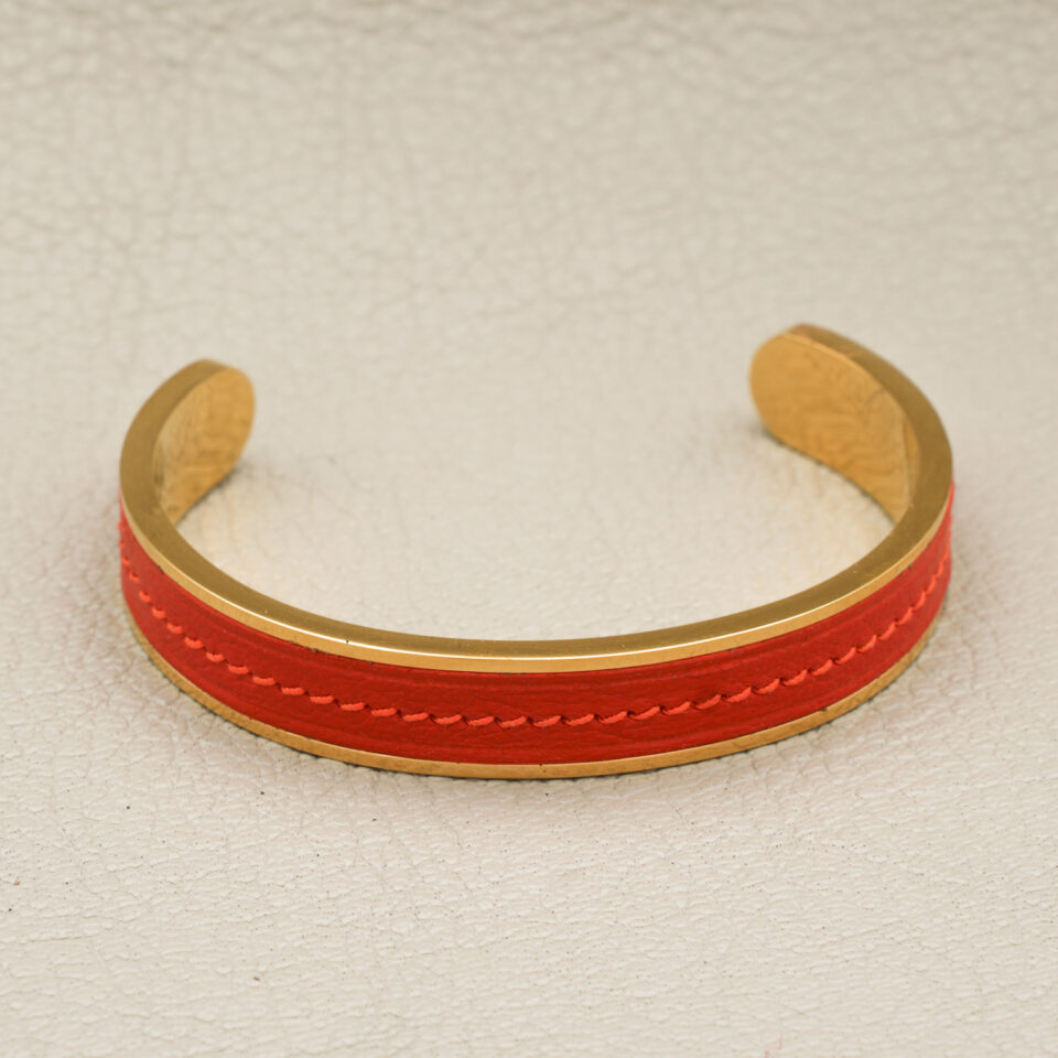Bracelet Manchette 10 mm plaqué or 24 carats