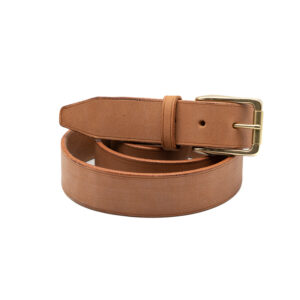 Ceinture artisanale en cuir à tannage végétal, boucle laiton massif, 35 mm, cousue main, sur mesure-Vallée-Sellier
