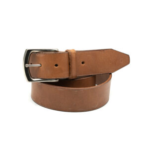Ceinture artisanale en cuir à tannage végétal, boucle laiton nickelé, 40 mm, cousue main-Vallée-Sellier