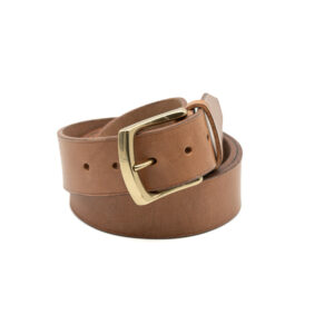 Ceinture artisanale en cuir à tannage végétal, boucle laiton massif, 40 mm, cousue main, sur mesure-Vallée-Sellier