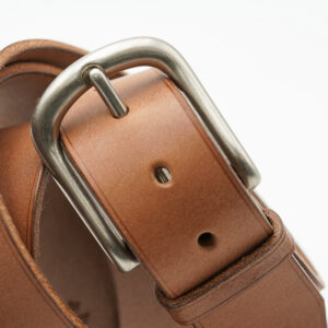 Ceinture artisanale en cuir à tannage végétal, boucle laiton nickelé mat, 40 mm, cousue main, sur mesure-Vallée-Sellier