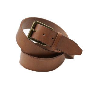 Ceinture artisanale en cuir à tannage végétal, boucle étrivière laiton, 40 mm, cousu main, sur mesure-Vallée-Sellier