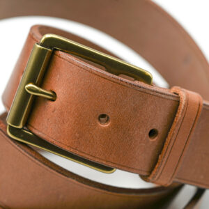 Ceinture artisanale en cuir à tannage végétal, boucle étrivière laiton, 40 mm, sur mesure-Vallée-Sellier