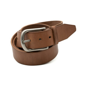 Ceinture artisanale en cuir à tannage végétal, boucle laiton nickelé mat, 40 mm, cousu main, sur mesure-Vallée-Sellier