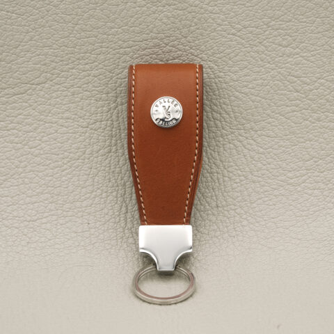 Porte clés cuir acier inox poli